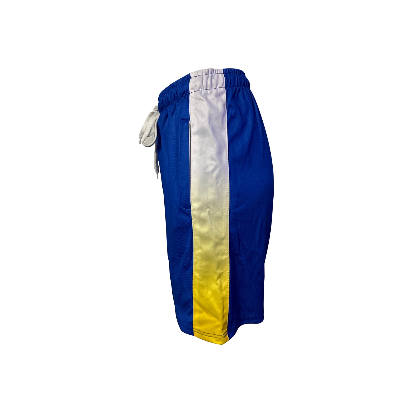 Blue Men's Mesh Shorts (with Gold/White Ombre Fade Side Stripes)