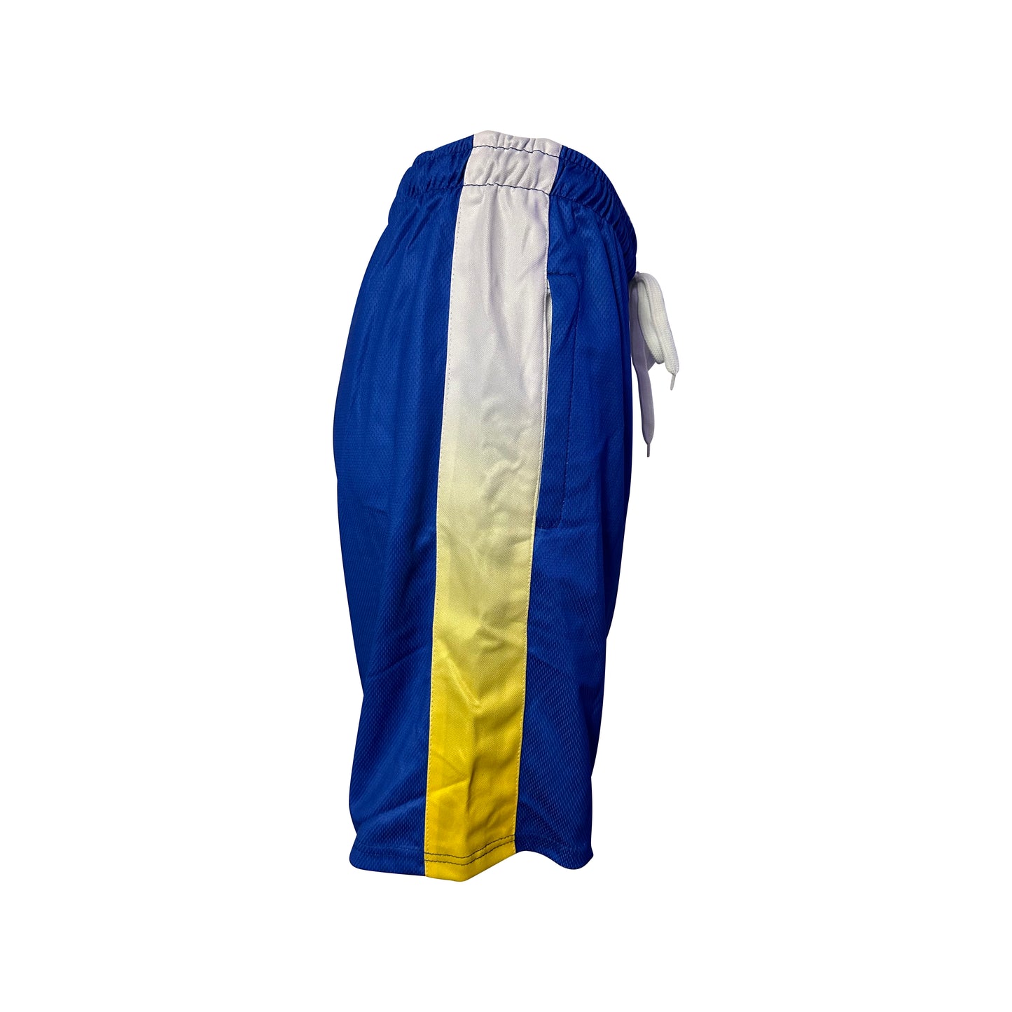 Blue Men's Mesh Shorts (with Gold/White Ombre Fade Side Stripes)