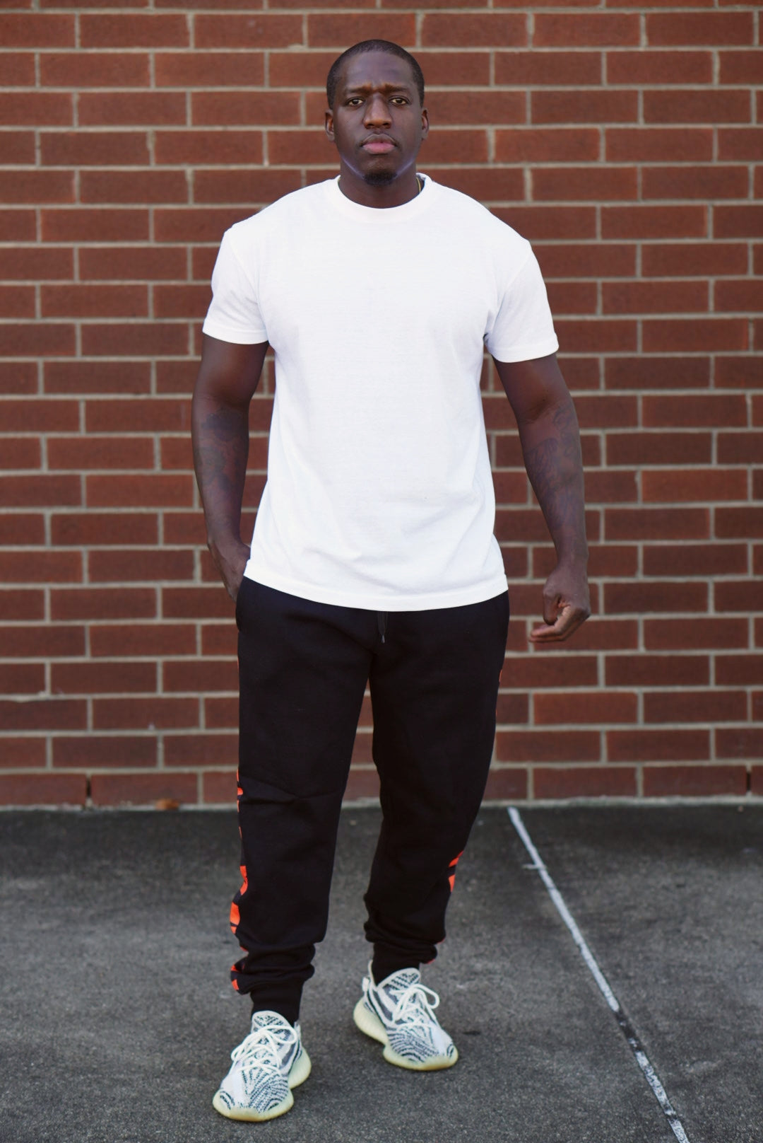 Orange and Black Tiger Stripe Men's Fleece Jogger Pant