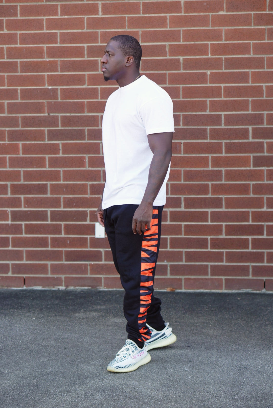 Orange and Black Tiger Stripe Men s Fleece Jogger Pant