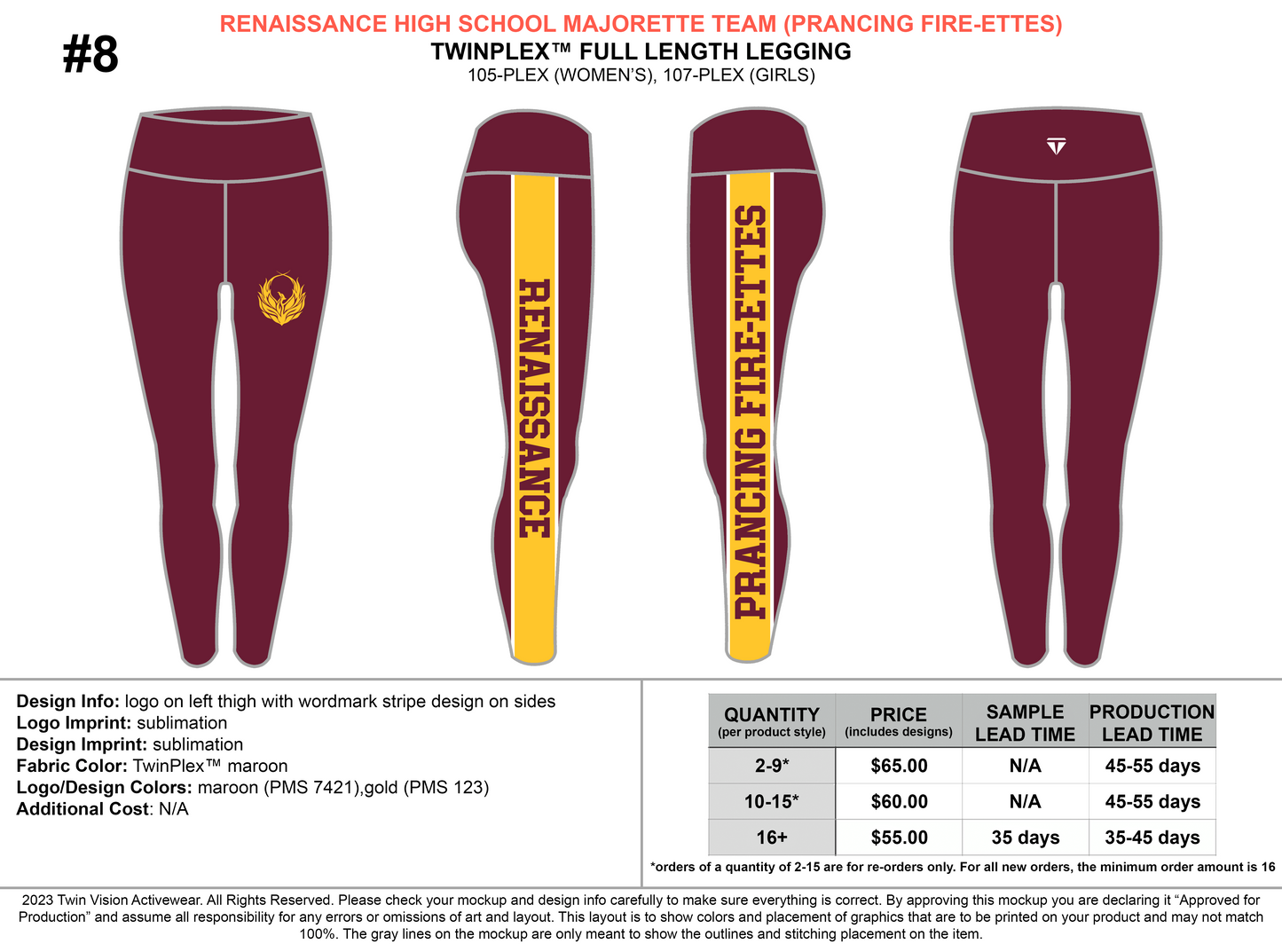 Renaissance Prancing Fire-Ettes Jacket / Leggings / Sports Bras / Duffle Bag Package (PAYMENT DUE DATE: 7/20)