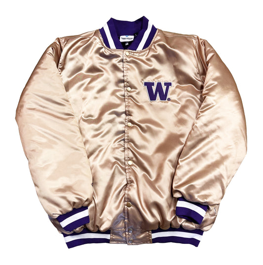 Washington Huskies Button Up Bomber Jacket GOLD