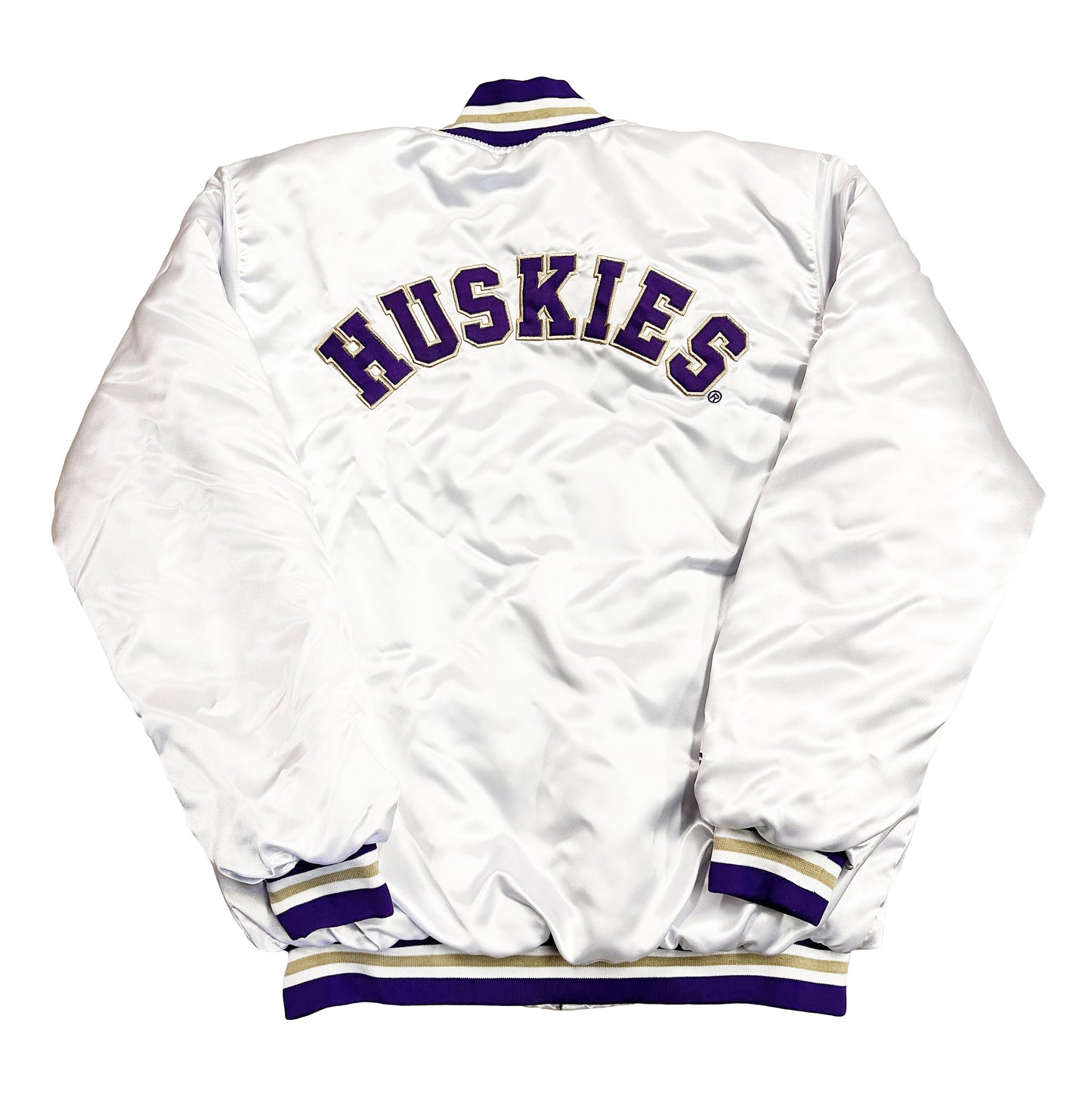 Washington Huskies Button Up Bomber Jacket WHITE