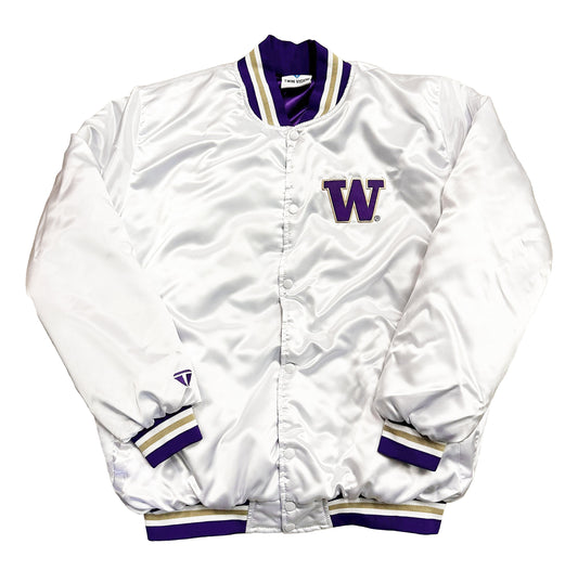 Washington Huskies Button Up Bomber Jacket WHITE