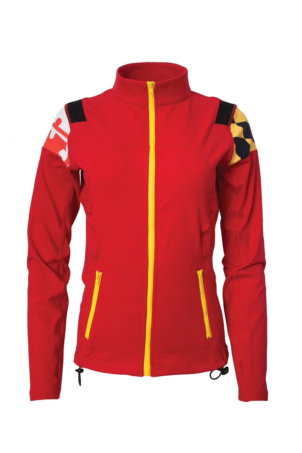 Maryland Flag Women's Full Zip-Up Yoga Track Jacket (Red)