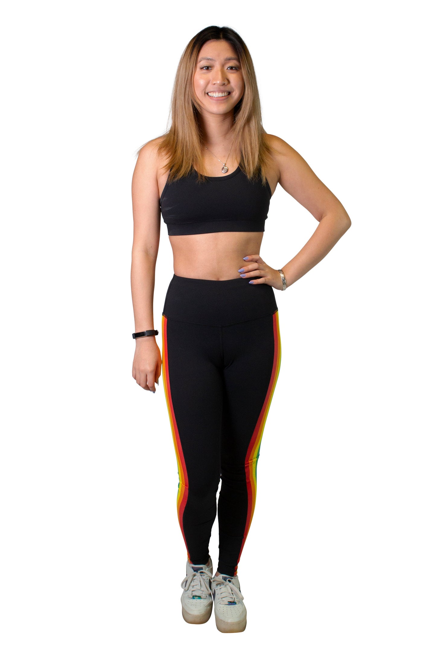 Rainbow Striped Women's Full Length Yoga Pant Leggings
