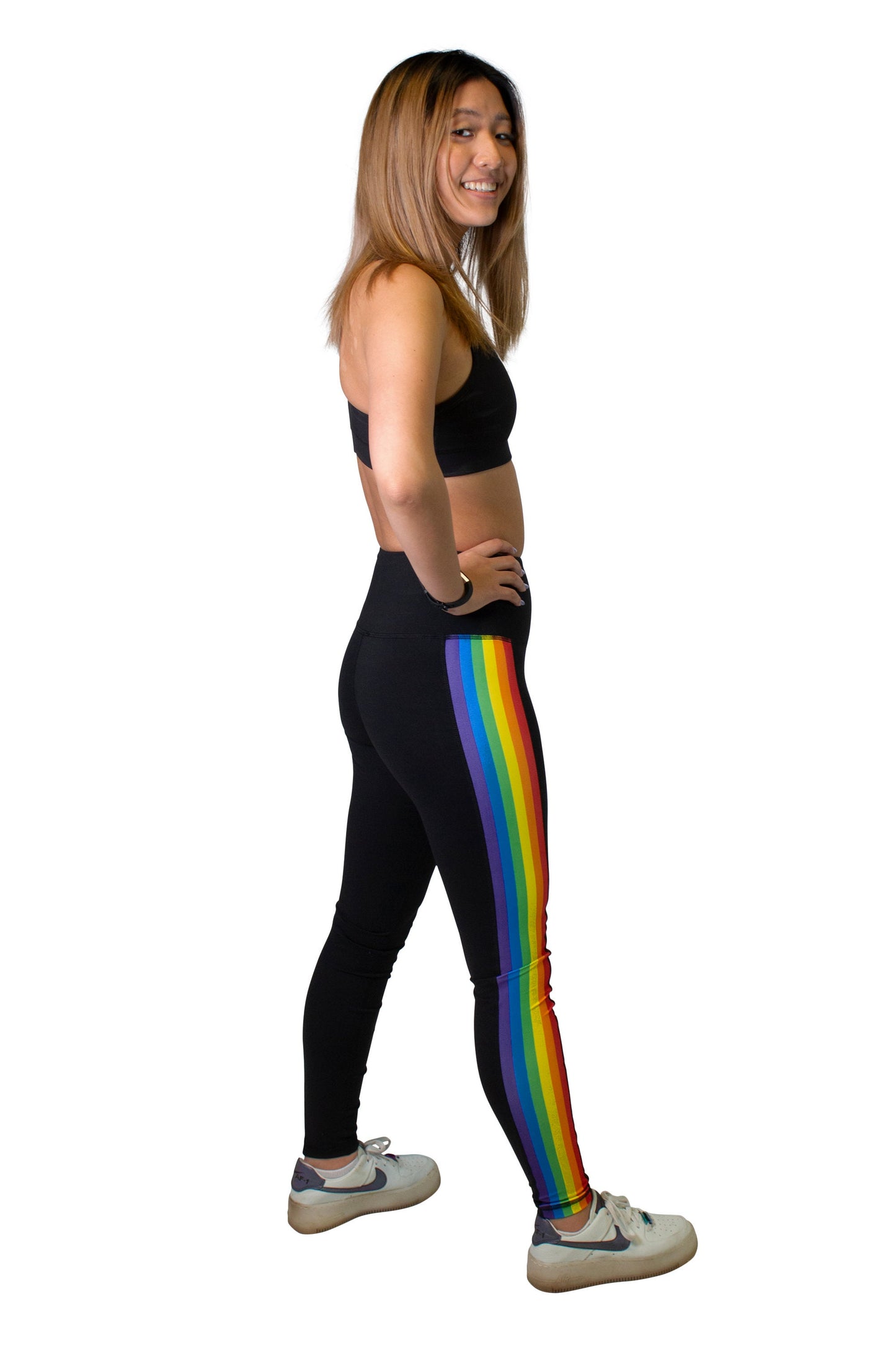 Rainbow Striped Women's Full Length Yoga Pant Leggings