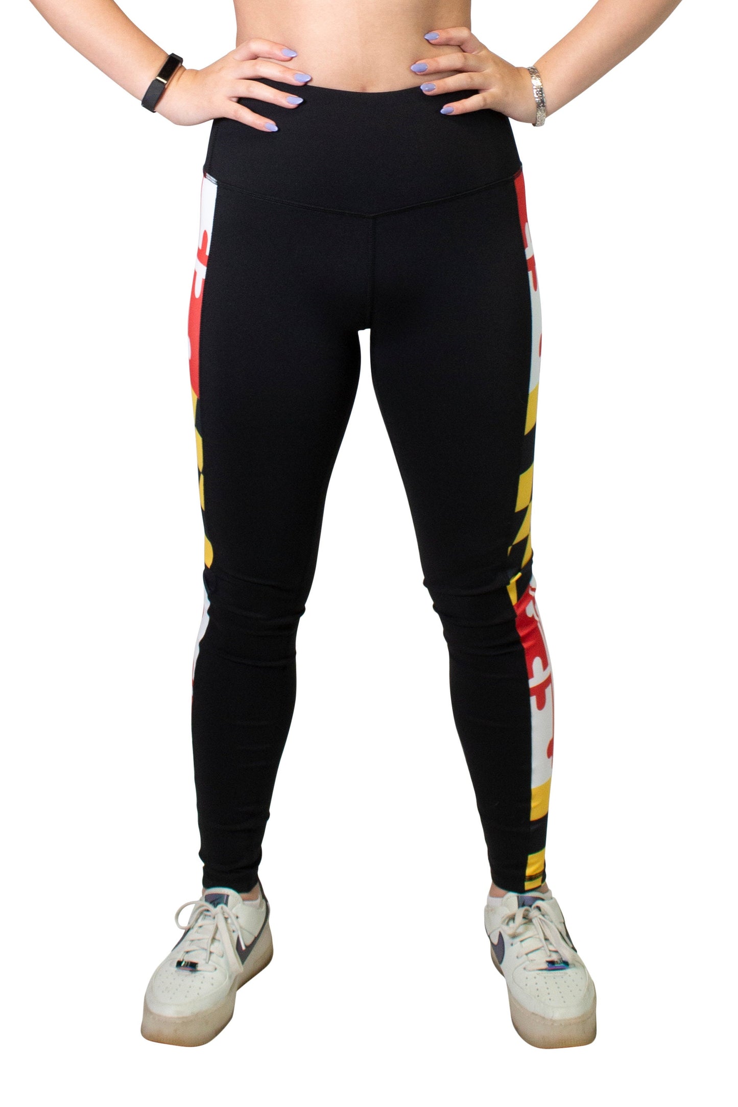 Maryland Flag Women's Full Length Yoga Pant Leggings (Black)