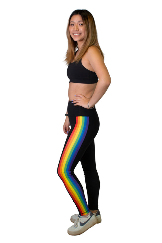 Rainbow Striped Women's Full Length Yoga Pant Leggings
