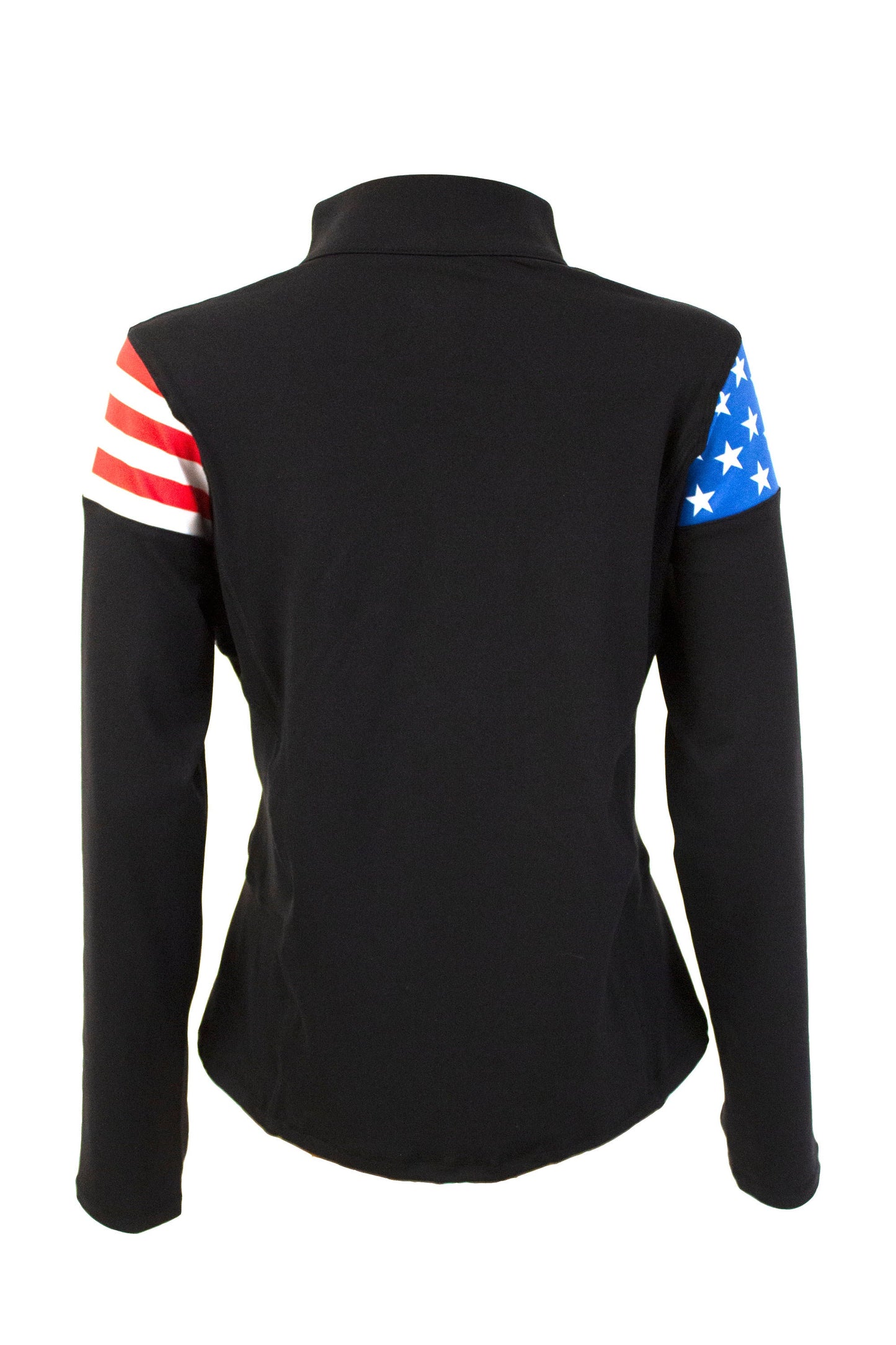 USA Flag Women's Full Zip-Up Yoga Track Jacket (Black)