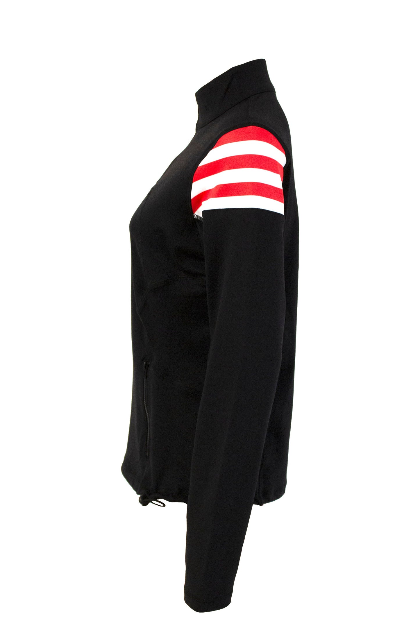 USA Flag Women's Full Zip-Up Yoga Track Jacket (Black)