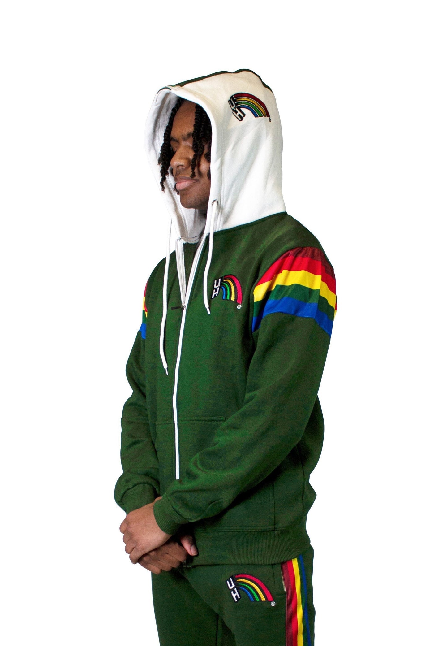 Hawaii Rainbow Warriors Men's Fleece Full Zip-Up Hoodie (Green)