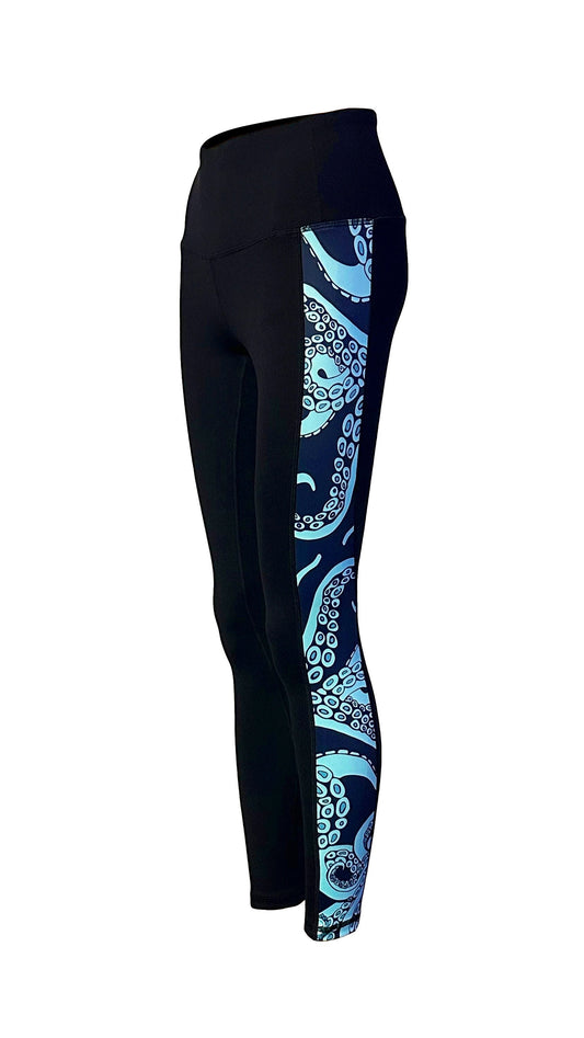 Kraken Tentacle Side Stripe Print Women's Full Length Yoga Pant Leggings