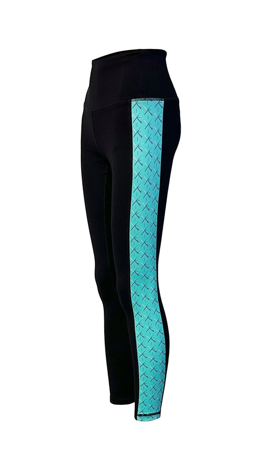 Portland PDX Airport Carpet Side Stripe Pattern Women's Full Length Yoga Pant Leggings