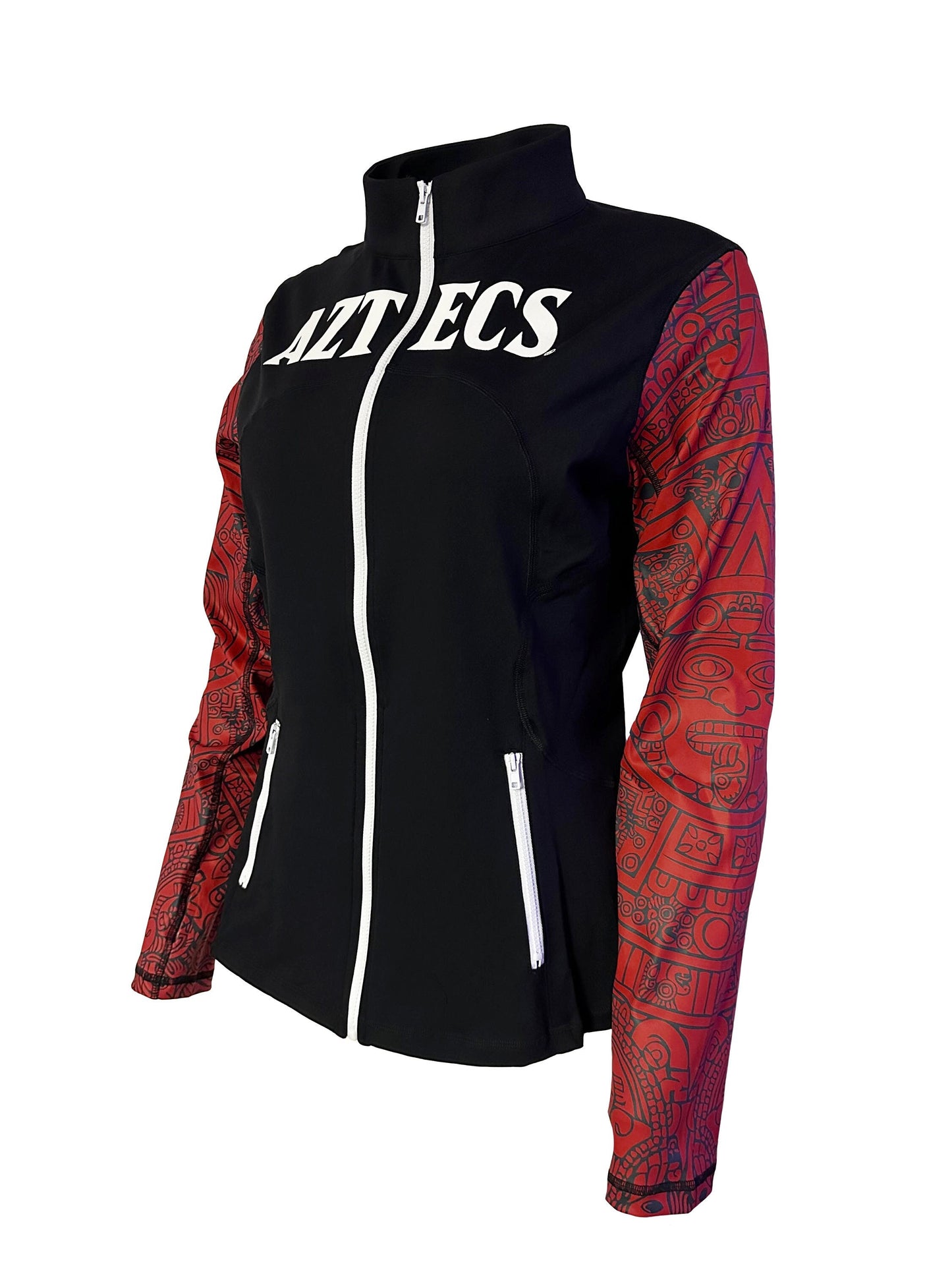 San Diego State SDSU Aztecs Women's Full Zip Up Yoga Track Jacket (Aztec Calendar printed on sleeves)