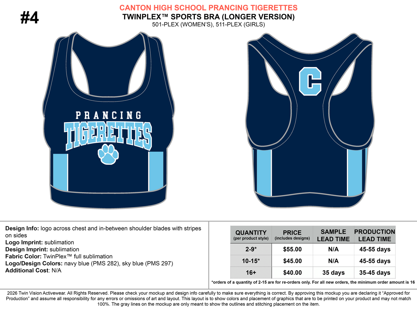 Canton HS Prancing Tigerettes Order Page