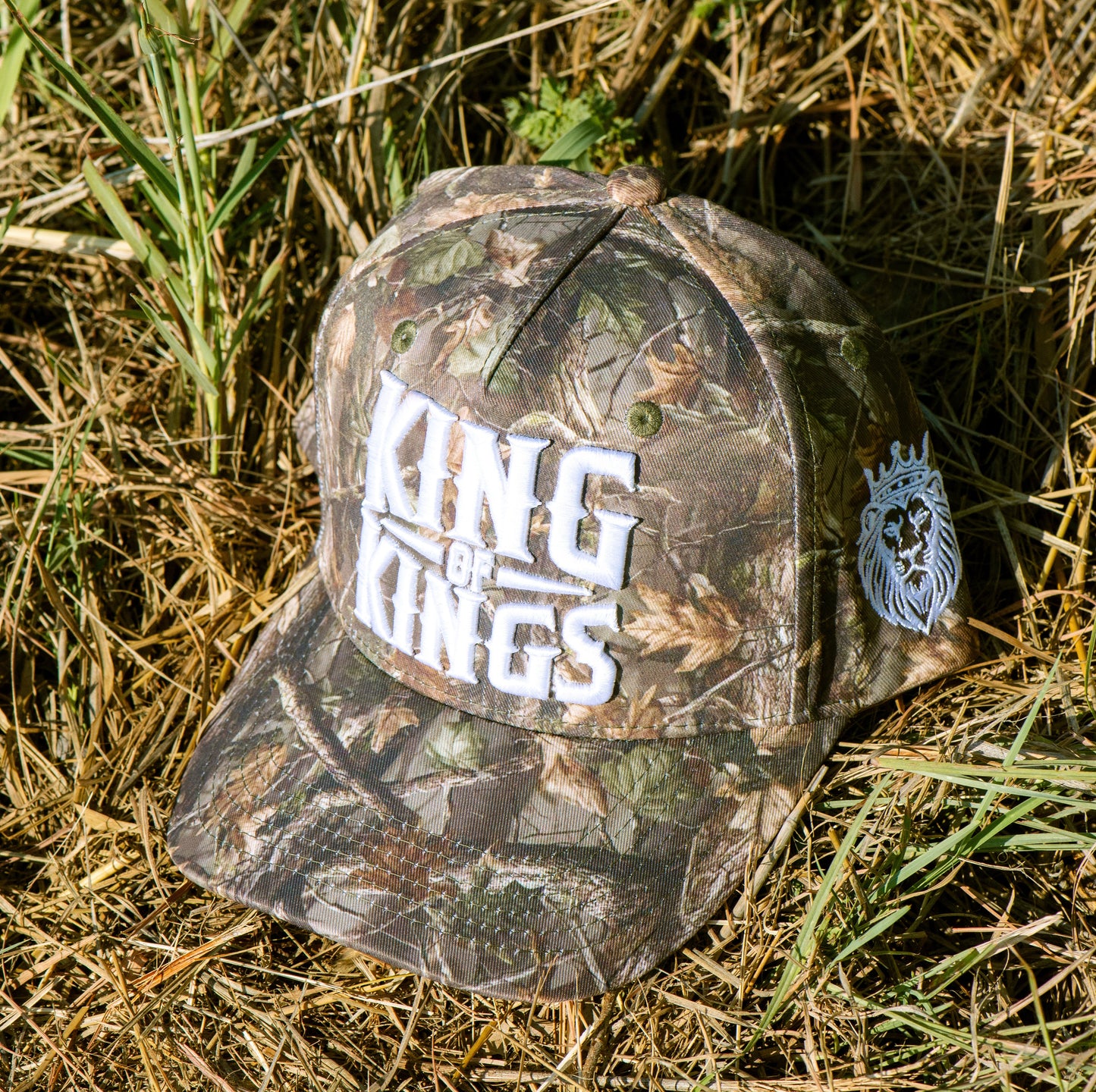 King of Kings Christian Trucker Hat | Revelation 19:16 | Camo Snapback Cap