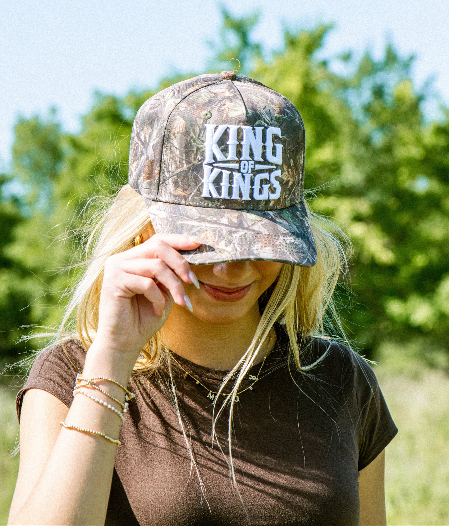 King of Kings Christian Trucker Hat | Revelation 19:16 | Camo Snapback Cap