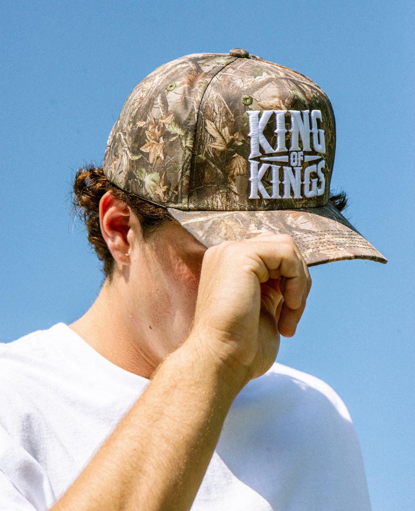 King of Kings Christian Trucker Hat | Revelation 19:16 | Camo Snapback Cap