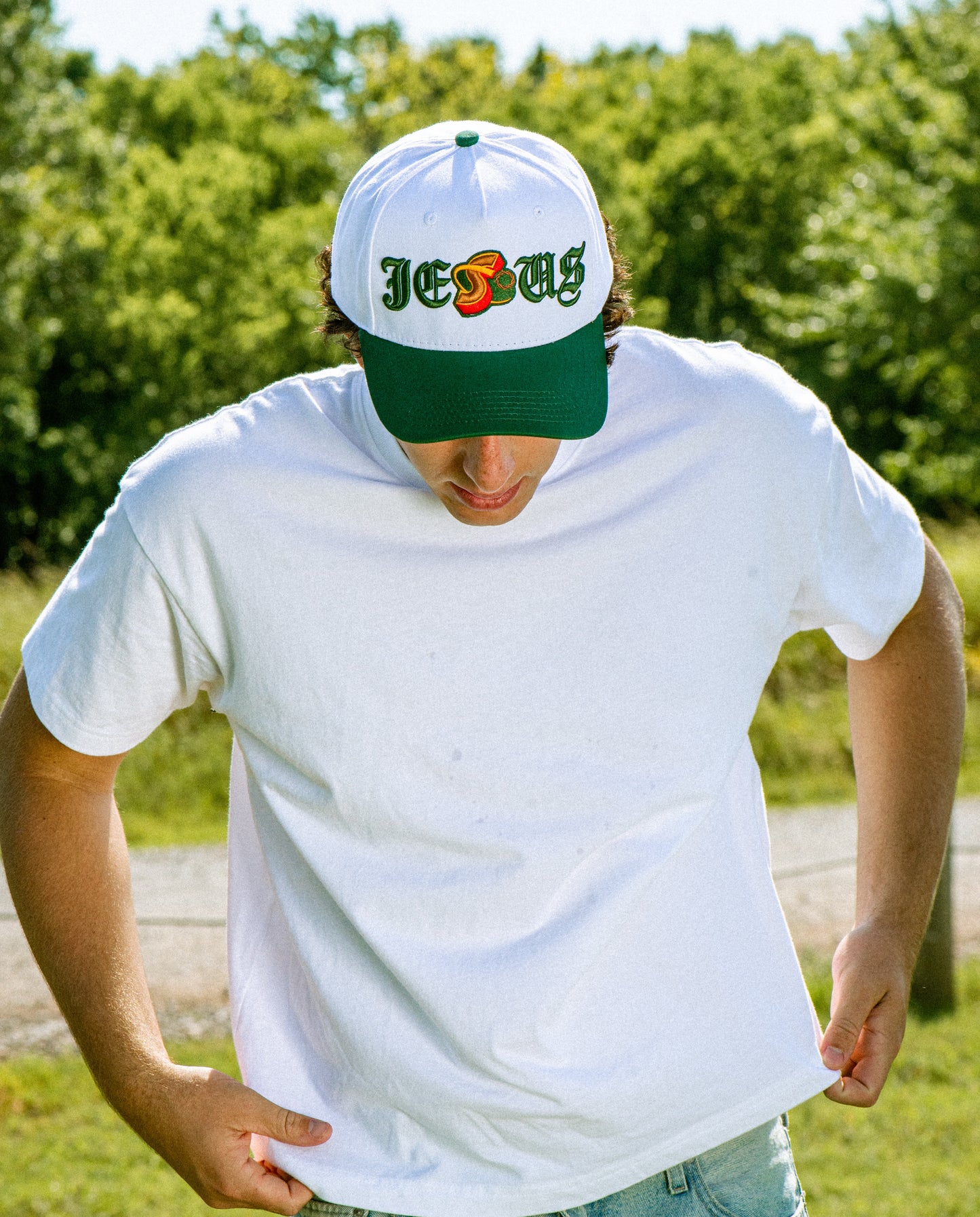 Jesus Forest Green Christian Trucker Hat – Embroidered Faith Based Snapback Cap