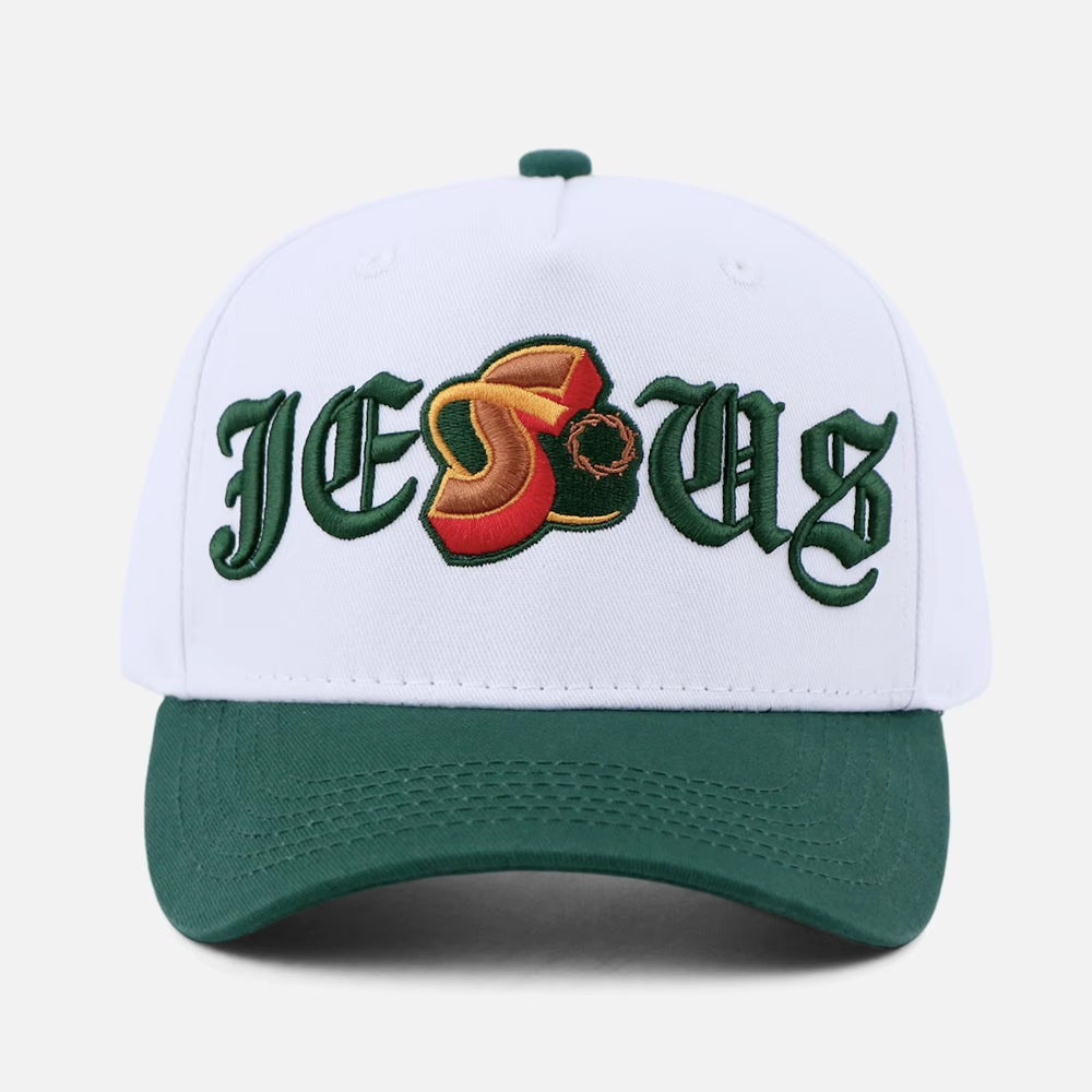 Jesus Forest Green Christian Trucker Hat – Embroidered Faith Based Snapback Cap