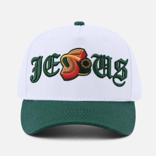 Jesus Forest Green Christian Trucker Hat – Embroidered Faith Based Snapback Cap