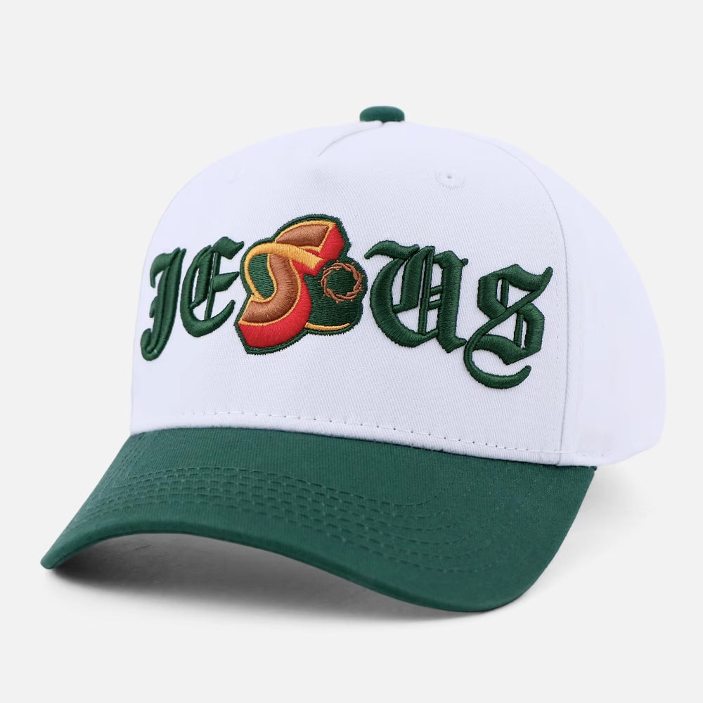 Jesus Forest Green Christian Trucker Hat – Embroidered Faith Based Snapback Cap