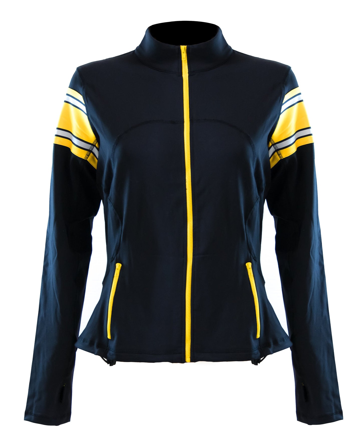 Black and Yellow Striped Women's Yoga Track Jacket
