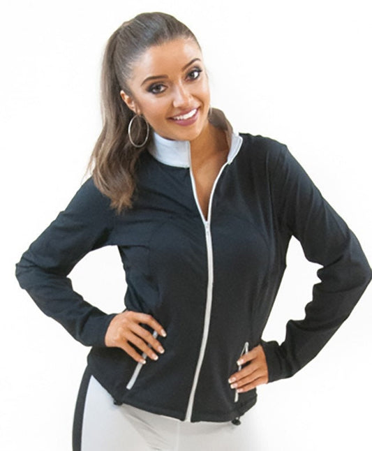 Black and Silver Women's Yoga Track Jacket