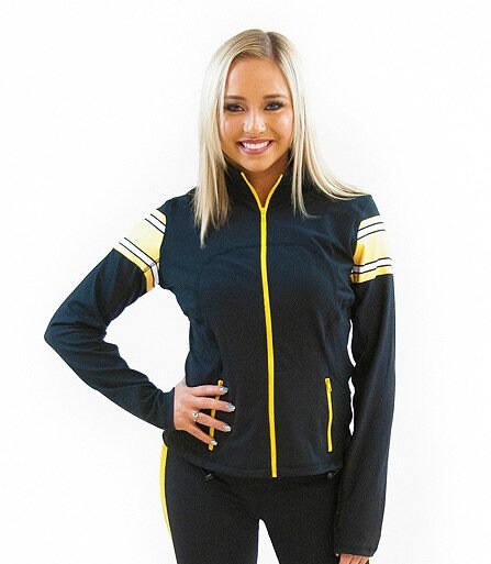 Black and Yellow Striped Women's Yoga Track Jacket