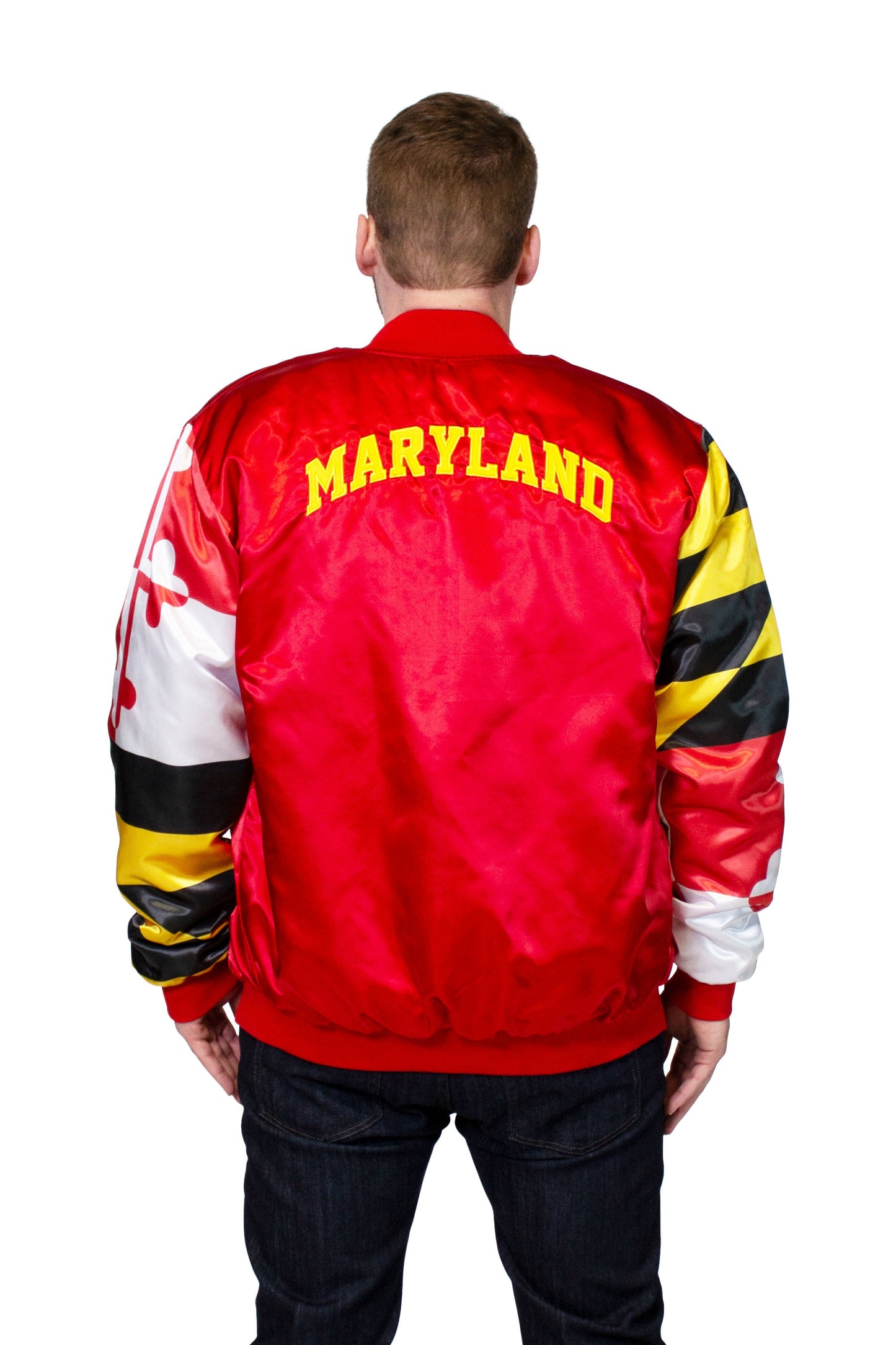 Maryland Flag Men's Satin Button-up Bomber Jacket