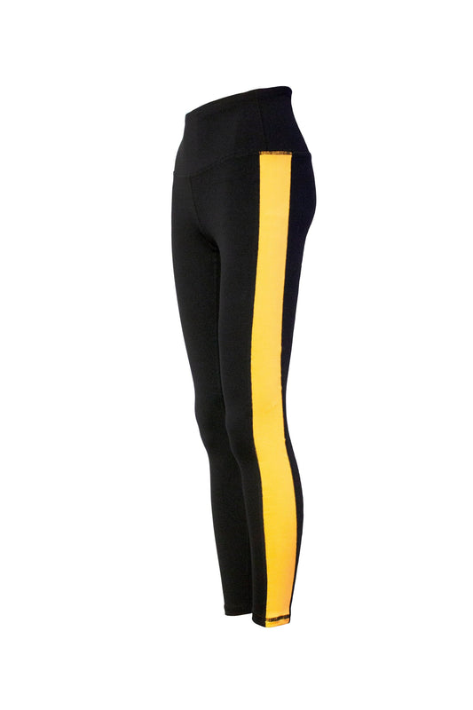 Black and Yellow Striped Full Length Yoga Pant Leggings