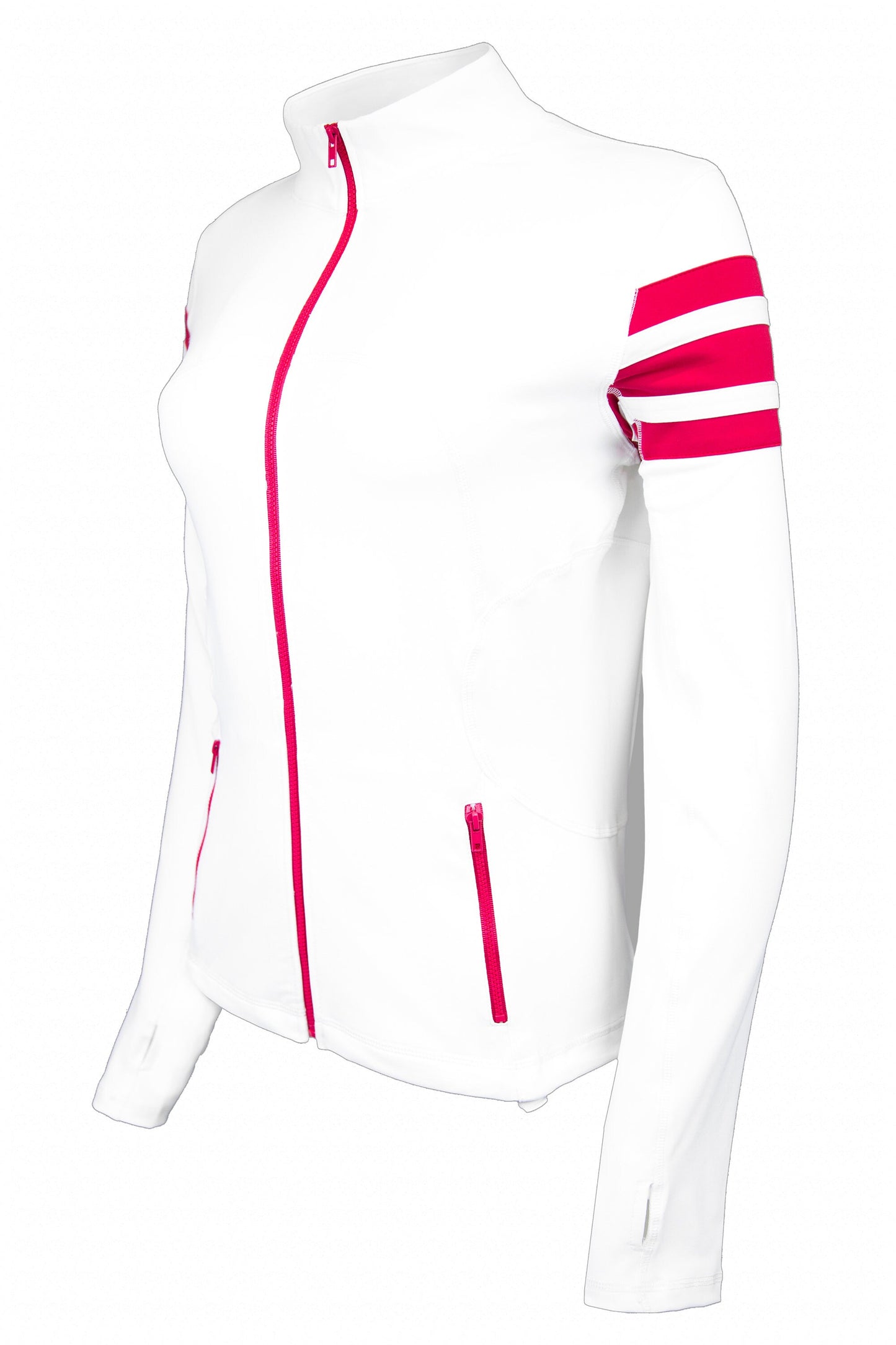 Metropolitan Red and White Striped Women's Yoga Track Jacket