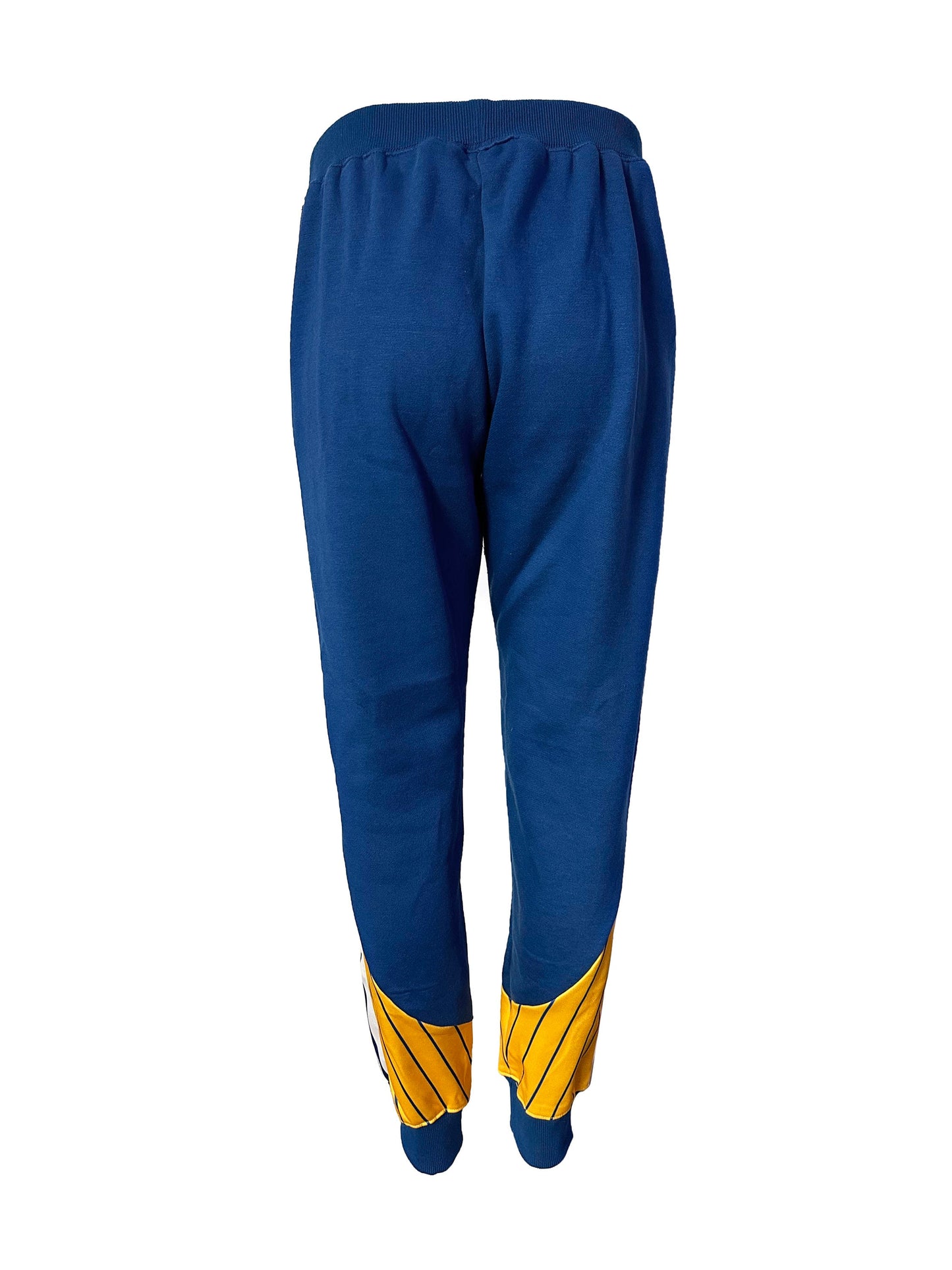Men's Side Striped Fleece Jogger Pant (Blue with Gold / Blue / White Stripes)