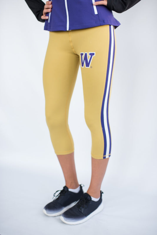 Washington Huskies NCAA Women's Yoga Capri Pant Leggings (Gold)
